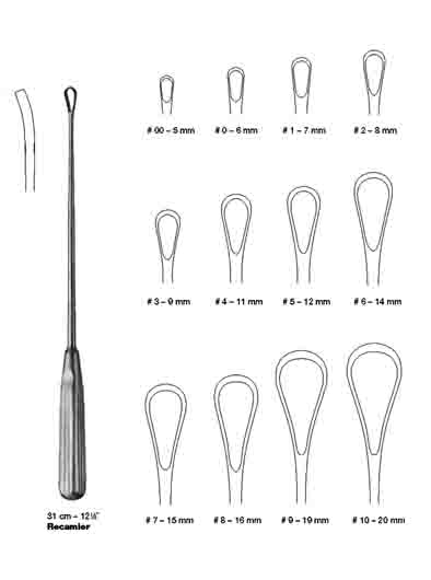 RECAMIER KÜRTAJ KÜRETİ KESKİN  9 MM 31 CM